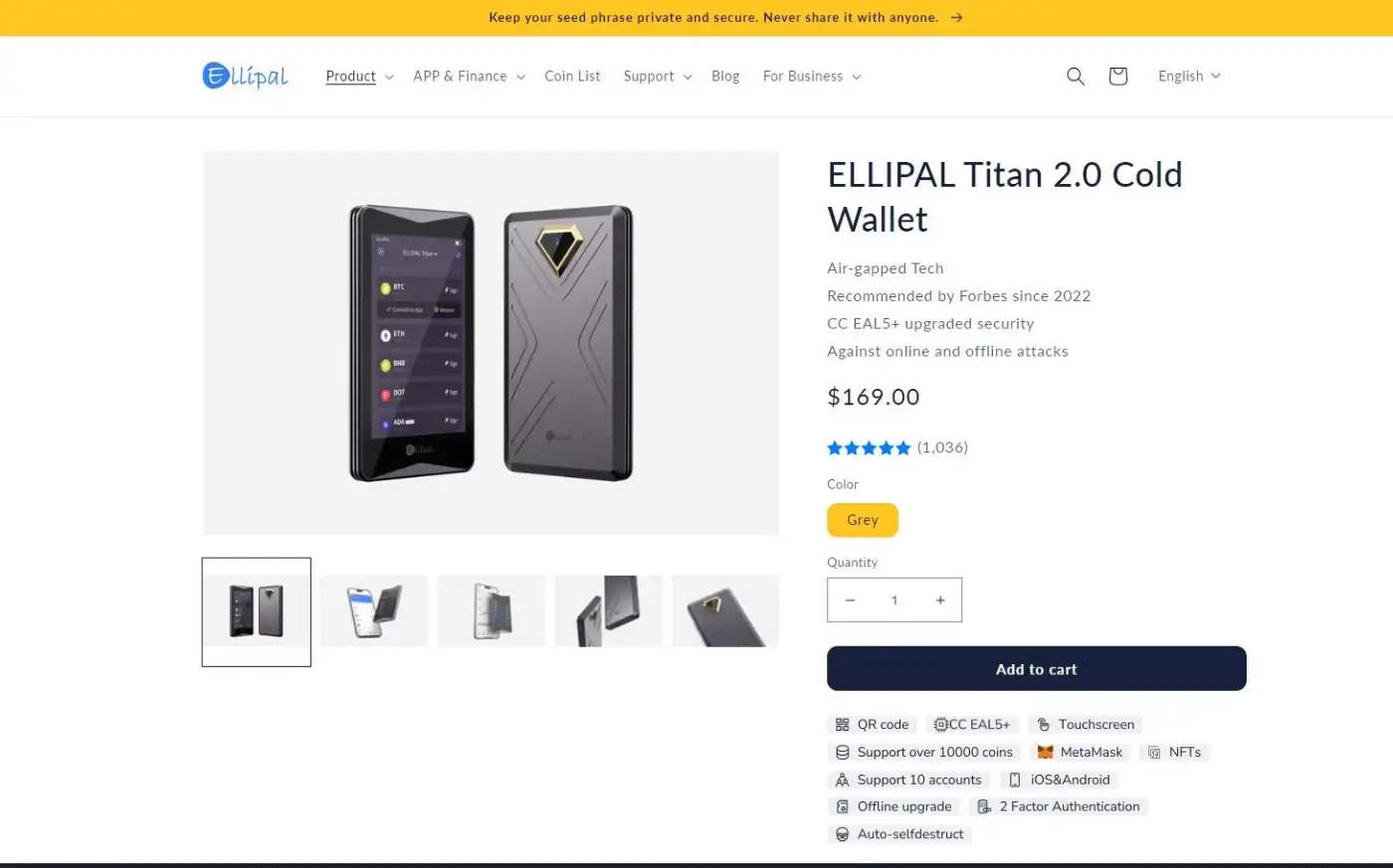 Ellipal Titan 2.0 Cold Wallet 