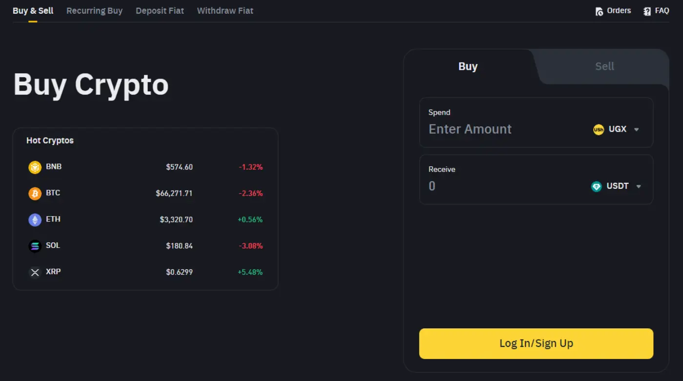 Buy and Sell Crypto Binance