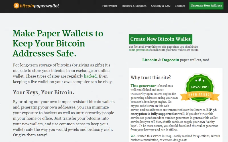 Bitcoin Paper Wallet