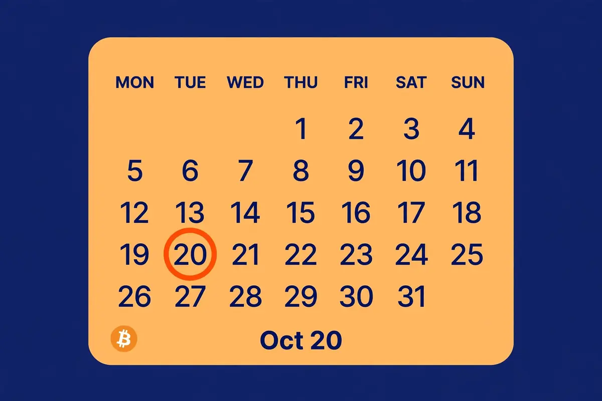 October 2026 calendar with October 20 circled, the deadline of the SEC crypto regulation comment period.