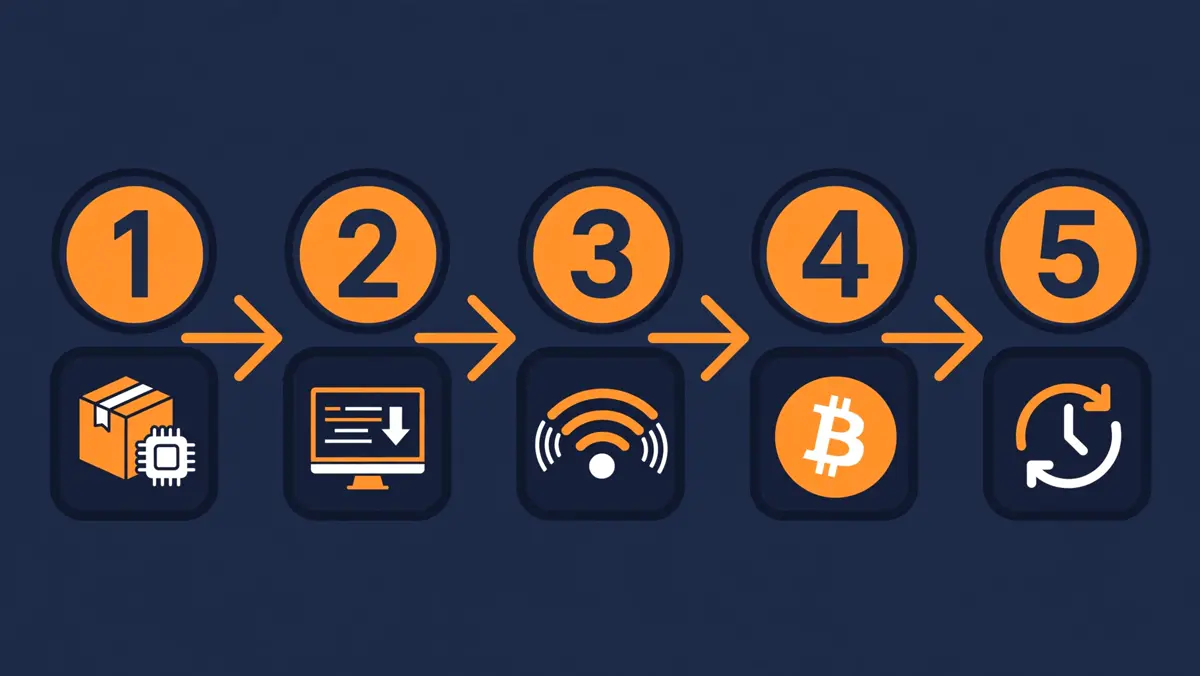 Infographic of the 5 steps to run a Bitcoin node at home